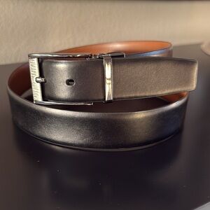 Original Penguin Black and Brown Reversible Leather Belt